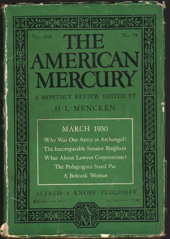 Image for The American Mercury: A Monthly Review: Vol. XIX, March 1930, No. 75